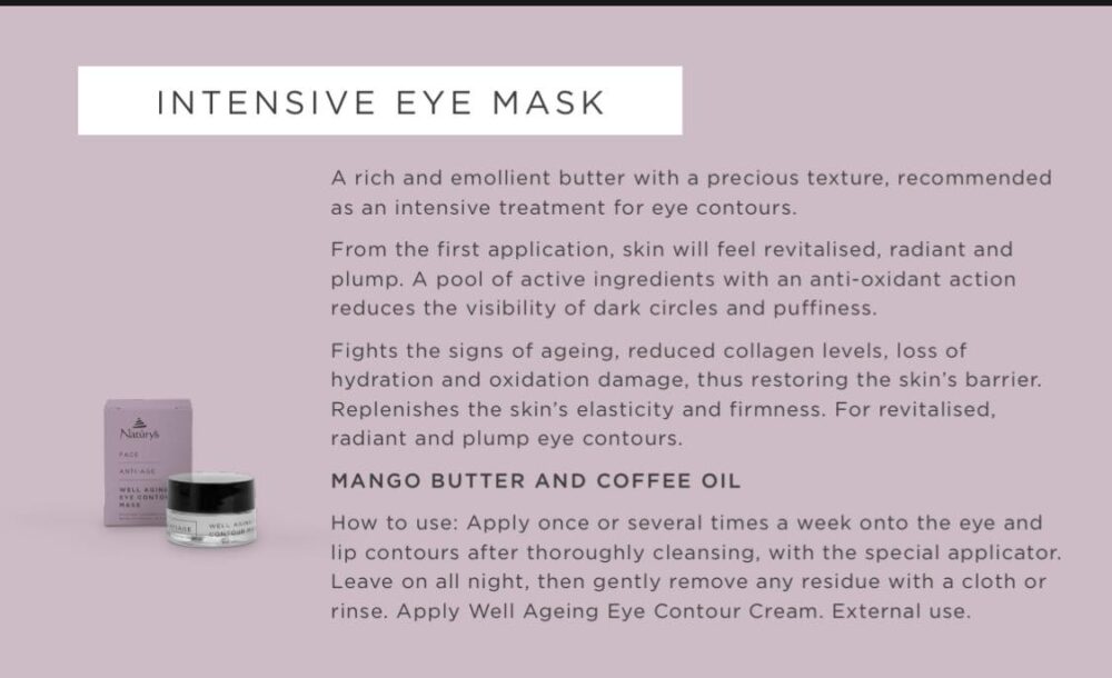 Naturys beskrivelse eyemask