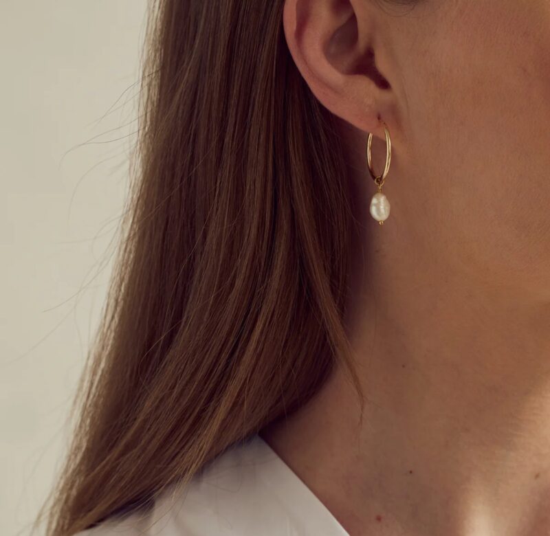 Lea Perle Øreringe Stor - 18 karat forgyldt