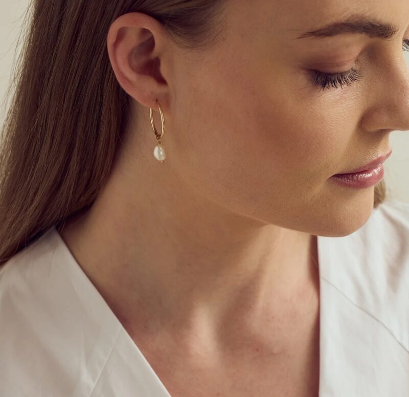 Lea Perle Øreringe Stor - 18 karat forgyldt - Image 2