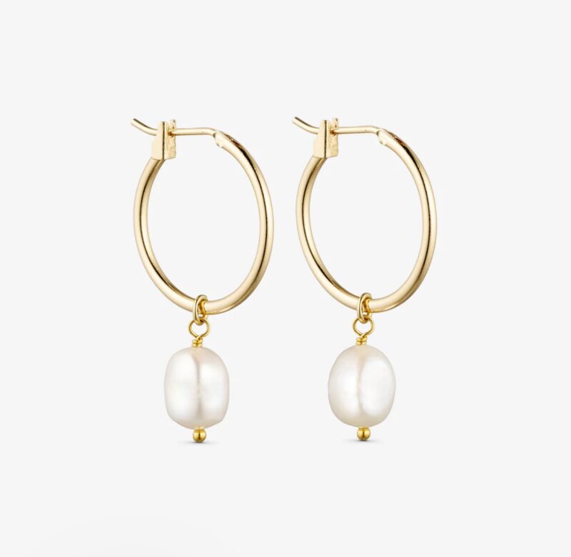 Lea Perle Øreringe Stor - 18 karat forgyldt - Image 3