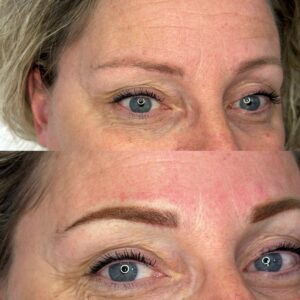 Permanent Makeup Ombre Bryn før og efter behandling hos Miss Diva E i Christiansfeld