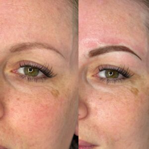 Permanent Makeup Ombre Bryn før og efter behandling hos Miss Diva E.